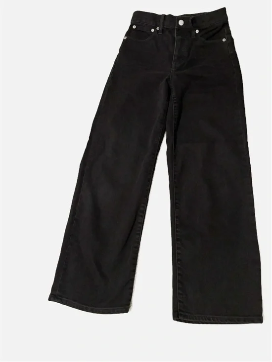 Madewell Black Slim Wide-Leg Crop Jeans Size 24 - Picture 1 of 4